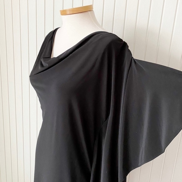 NWT Eliza J Black Sheath Cocktail Party Dress with One Side Wing Sleeve Size 10 - Picture 12 of 16